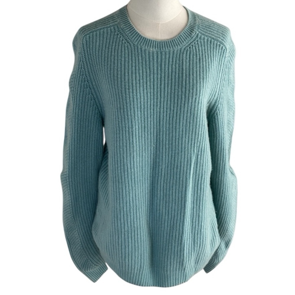 IRIS VON ARNIM 100% Cashmere Sweater Size M Teal Blue Luxury Italy Casual Soft